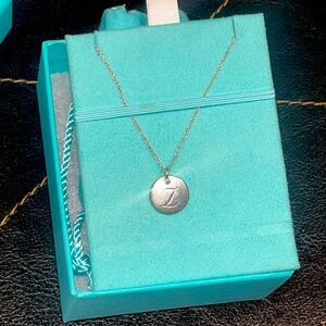 ‘Z’ Tiffany Notes Alphabet disc charm pendant necklace